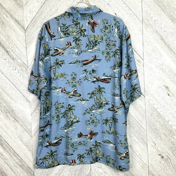 Reyn Spooner x Joe Kealoha Shirt Mens XL Hawaiian Aloha Airplane Palm Tree - Picture 4 of 4